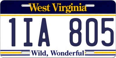 WV license plate 1IA805