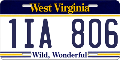 WV license plate 1IA806