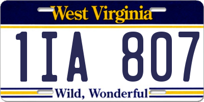 WV license plate 1IA807