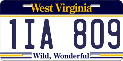 WV license plate 1IA809