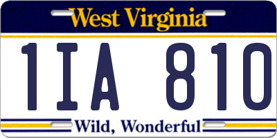 WV license plate 1IA810