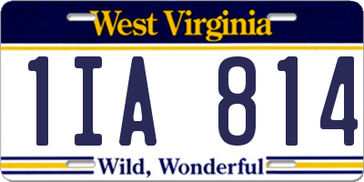 WV license plate 1IA814