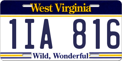 WV license plate 1IA816
