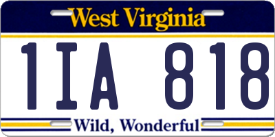 WV license plate 1IA818