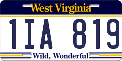 WV license plate 1IA819