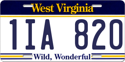 WV license plate 1IA820