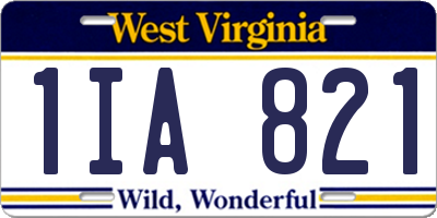 WV license plate 1IA821