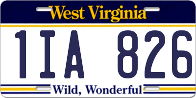 WV license plate 1IA826