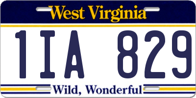 WV license plate 1IA829