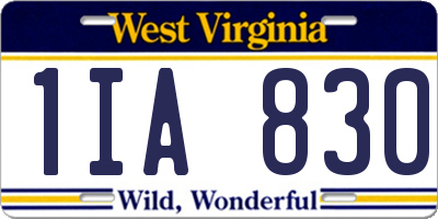 WV license plate 1IA830