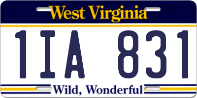 WV license plate 1IA831