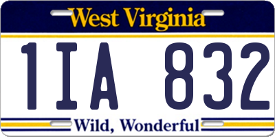 WV license plate 1IA832