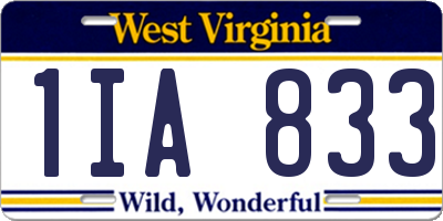 WV license plate 1IA833