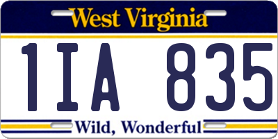WV license plate 1IA835