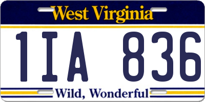 WV license plate 1IA836
