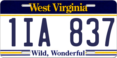 WV license plate 1IA837