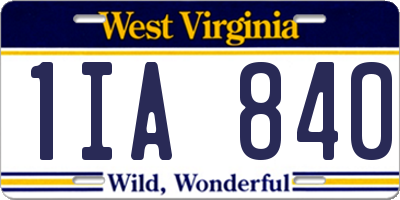 WV license plate 1IA840