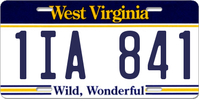 WV license plate 1IA841