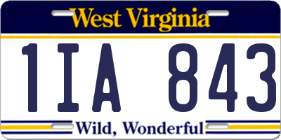 WV license plate 1IA843