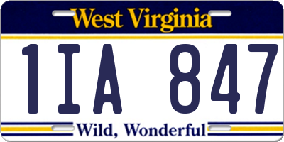 WV license plate 1IA847