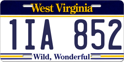 WV license plate 1IA852