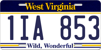 WV license plate 1IA853