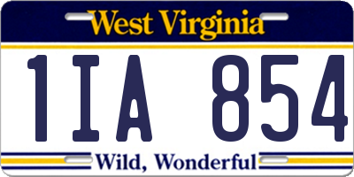 WV license plate 1IA854