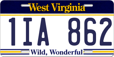 WV license plate 1IA862
