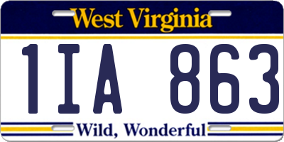 WV license plate 1IA863