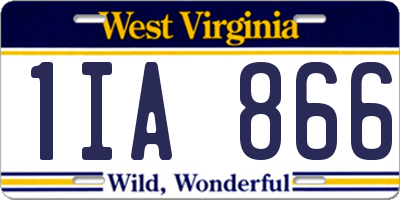 WV license plate 1IA866