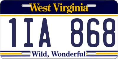 WV license plate 1IA868
