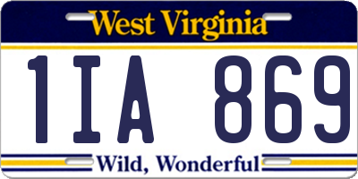 WV license plate 1IA869