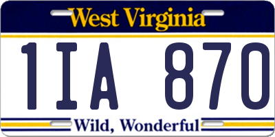 WV license plate 1IA870