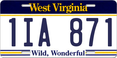 WV license plate 1IA871