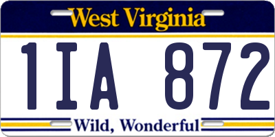 WV license plate 1IA872