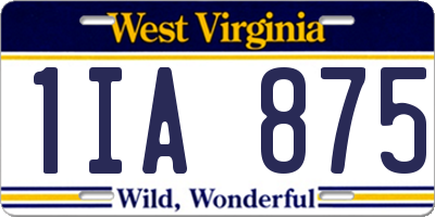 WV license plate 1IA875