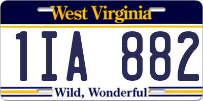 WV license plate 1IA882