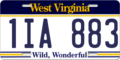 WV license plate 1IA883
