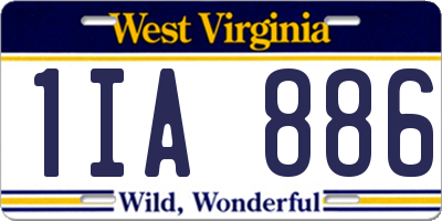 WV license plate 1IA886