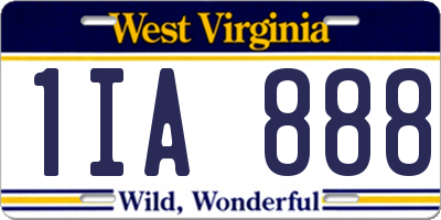 WV license plate 1IA888