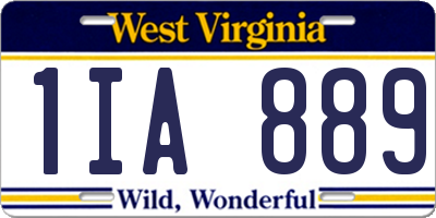WV license plate 1IA889