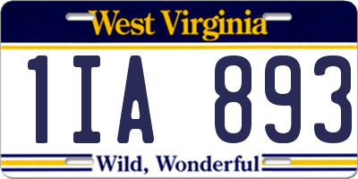 WV license plate 1IA893