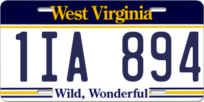WV license plate 1IA894