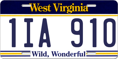WV license plate 1IA910