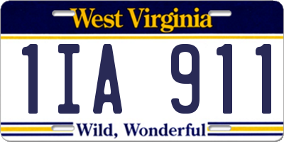 WV license plate 1IA911