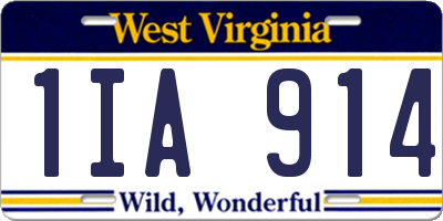 WV license plate 1IA914