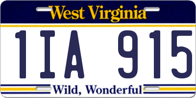 WV license plate 1IA915