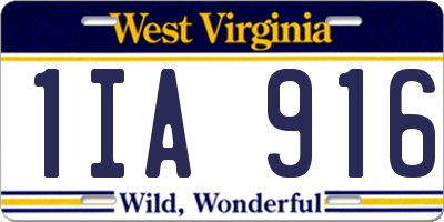 WV license plate 1IA916