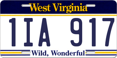 WV license plate 1IA917