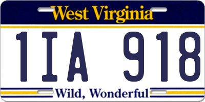 WV license plate 1IA918